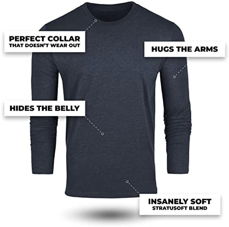 Тениска с кръгло деколте от пресни, чисти нишки с дълъг ръкав в Тъмно синьо - Ултра Мека тениска - Смес от памук и поли - Премиум-приятелка (1)