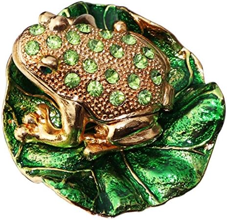 Waltz & F Lotus зелен диамант жаба Ръчно Рисувани Эмалированная Декоративна Ковчег За Бижута С Животни На Панти