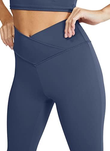 Дамски Разкроена панталони за йога CHANAN - Разкроена Гамаши за тренировки за жени - Разкроена панталони-Клеш с V-образно деколте и висока талия