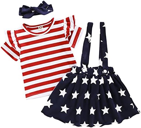 ZFZDRen Комплект Прагове за малки момичета на 4 юли, Облекло на Деня на Независимостта за Малки Момичета, рокличка със Звездите За Момичета, Патриотическая Облекло