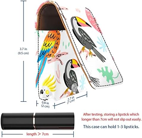 Птици Мини Чанта за Червило Калъф с Огледало От Изкуствена Кожа Козметични Организаторите Червило