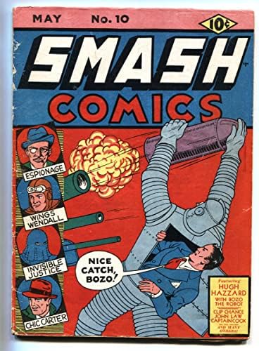 Smash Comics 10 1940 - Корица РОБОТ-Супер-герой-Сталин на златния век-Втората Световна война