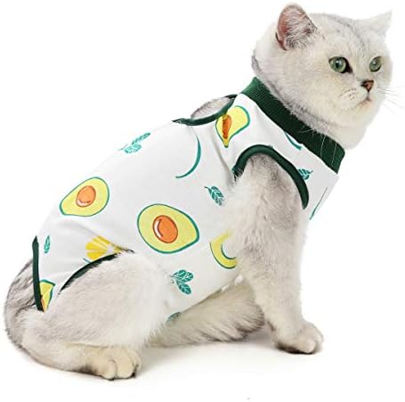 Kitipcoo Професионален костюм за възстановяване след операцията за котки, Памучни Дишащи Хирургически костюми за лечение на рани в областта на корема и Кожни заболява
