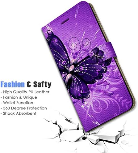 за Samsung S23 Ultra, за Samsung Galaxy S23 Ultra, една чанта-портфейл с панти капак за телефон, A23252 Purple Butterfly 23252