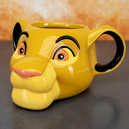 Чаша във формата на Крал Лъв Paladone Simba | Новост, Керамична чаша за кафе и чай Голям размер | Уникален и супер Интересен начин да пиете Любимата си напитка, 500 милилитра, Многоцветен