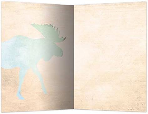 Поздравителни картички без коледни елхи EcoNotes 12 Брой Живи Moose, набор от картички за всички поводи с конвертами, 4 x 6 инча (FS56703)