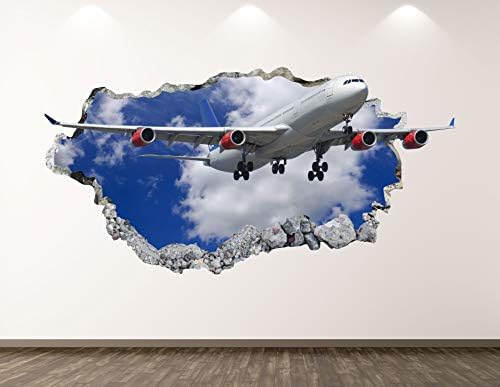 Западна Планина Гигантски Самолет Стикер За Стена, Арт Декор на 3D Разбития Самолет Стикер Рисувани Стенни Детска Стая Подарък На Поръчка BL90 (70 W x 40В)