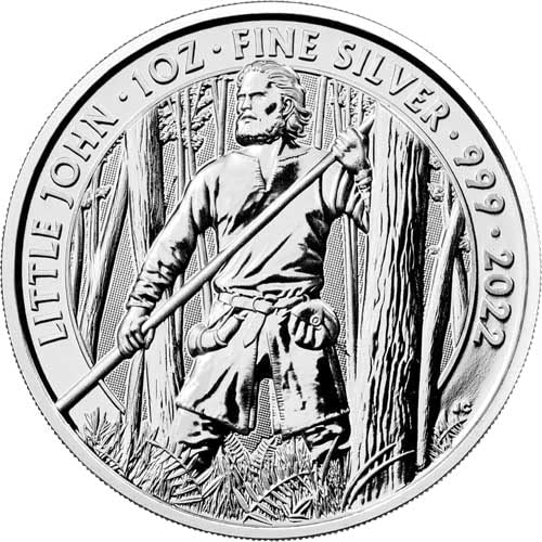 2022 обединено КРАЛСТВО Британска Сребърна Монета Литъл Джон Килограм, Без да се прибягва