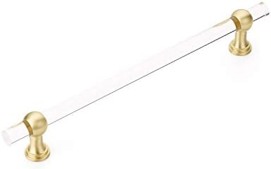 Преходна колекция Schaub Lumiere 12-инчов (305 mm), Нерегламентирани дръжка за уреда от Прозрачен Акрил, полиран Месинг - 412-03