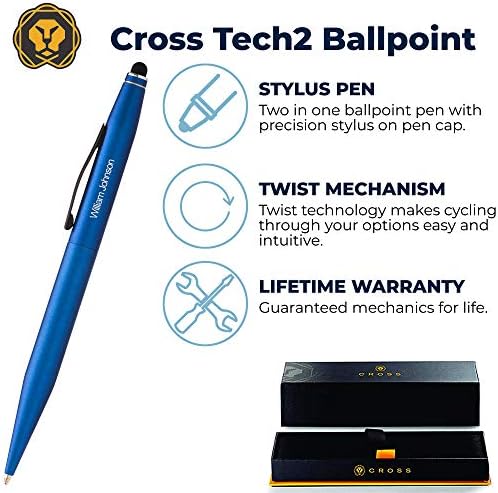 Дръжка-кръст с надпис | персонални стилус Cross Tech2 цвят металик синьо AT0652-6. Гравиране на поръчка е приложен.