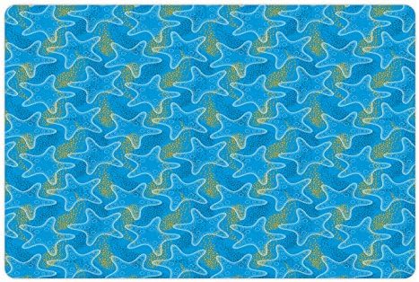 Подложка за домашни любимци под формата на морска звезда Ambesonne за храна и вода, Темата на Морски Подводен живот, Дизайн във формата на морски Звезди, на точки, с Правоъгълна Нескользящий Гумена подложка за кучета