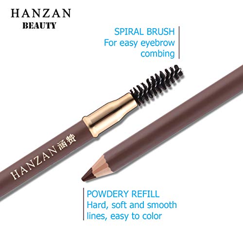 HANZAN Водоустойчив Двоен молив за вежди Триизмерен Натурален Най-добрите 5 Цвята (04 СИВ)