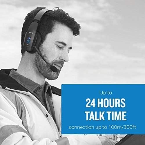 Bluetooth слушалка BlueParrott B450-XT MS с шумопотискане – Безжични хендсфри слушалки, програмирана с достъп до уоки-токи Microsoft Teams Уоки Токи – Голям радиус на действие безжична свързаност, повече от 24 часа