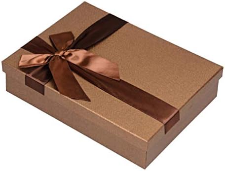 NUOBESTY Правоъгълна Твърда Подарък кутия с Панделка Квадратни Подаръчни кутии за Дрехи, с Капак Вложени Подаръчни Кутии за честване на Годишнина от Сватбата, Рожден Ден, Деня на майката (Кафяв Средно 31,5x23x7 см)