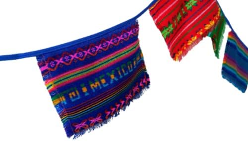 Мексикански текстилен банер, мексикански тъканни знамена-овесени ядки, тялото ацтека, Цветни тъканно венец в стил бохо, Rebozo Serape Sarape, мексикански празничен банер на Тъканта, овесени ядки Fiesta, банер Papel