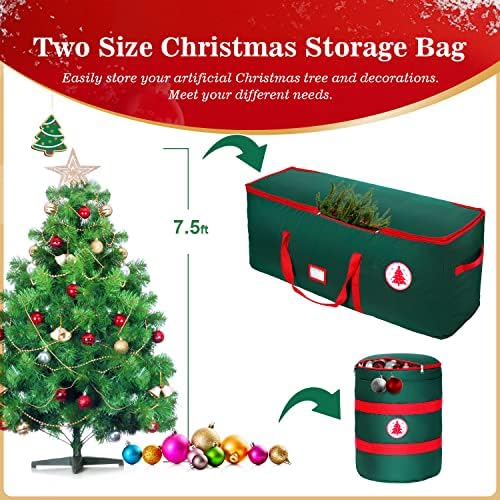 Чанта за съхранение на Коледно Viajero + Чанта за съхранение на бижута, Коледна чанта за елха от плат Оксфорд 600D с повишен дръжки и цип, настанява коледно дърво с височина до 7,5 метра, водоустойчива чанта за съхранение