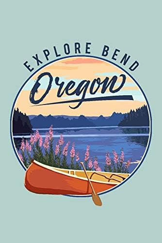 Бенд, Орегон, Кану-каяк и езерото, Контур (Холщовая чанта за еднократна употреба от памук)