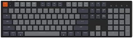 Keychron K5 Ультратонкая пълен размер Детска Механична клавиатура с безжична връзка Bluetooth, 104 клавиша, бяла led подсветка, Жични Клавиатура за Mac, Windows, Нископрофилен, Червен ключ Gateron