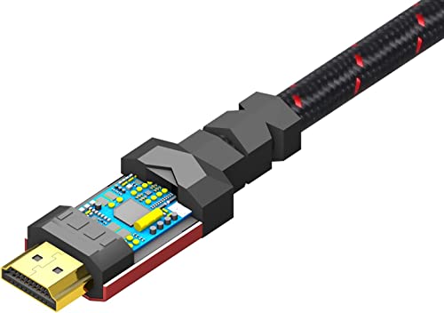 Кабел 4K, HDMI 2.0 дължина 8 фута [5 бр. в опаковка] от RitzGear. Високата найлонова оплетка на кабела със скорост 18 gbps и позлатени конектори - 4K при 60 Hz / UHD / 3D / 2160p / 1080p / ARC и Ethernet. Съвместим