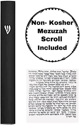 A & S Mezuzot Алуминиев калъф за мезузы сребрист цвят, с дизайн на долната част на крака, Всепогодная Задвижваната Мезуза в Иудаическом стил за дома Благословии (черен, 6 инча)