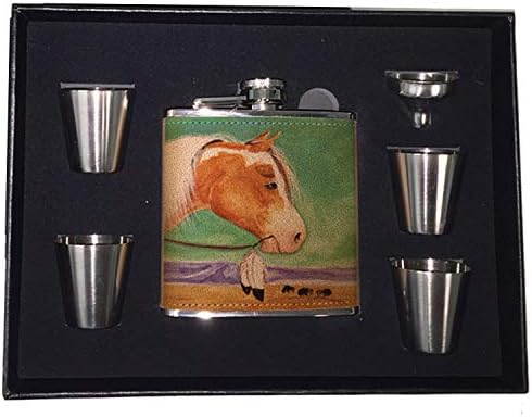 Sunshine Cases Palomino Pinto Buffalo Runner индийски пони кон Автор Денис Ейвъри Имат фляжка за алкохол от неръждаема стомана