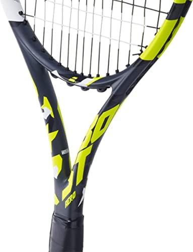 Тенис ракета Babolat Boost Aero (жълта) с бяла нанизкой Babolat Syn Gut със Средно напрежение
