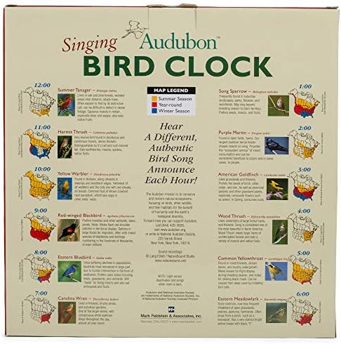 Стенен Часовник Mark Фелдщайн & Associates Audubon Поющая птица, 13 Инча