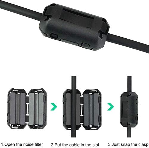 XShine Опаковка от 20 Скоби с Ферритовым Кольцевым сърцевина, Черен Кабел скоба за Потискане на шума RFI EMI за кабел, диаметър 5 mm/7 mm/9 мм/13 мм