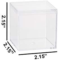 Кутии от прозрачен акрил Hammont - 12 опаковки - 2,15 x 2,15x 2,15 - Малки Кутии от люцита за подаръци, за Сватби, партита, Предложения, Бонбони и аксесоари, Пластмасови Кутии за съхранение