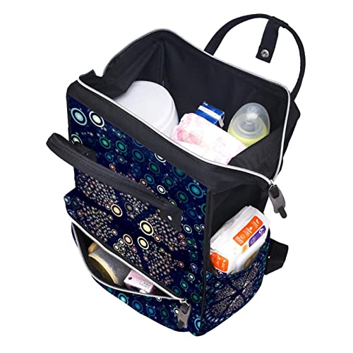 Кръг Шаблон за Дизайн Пелена Чанта на Мама Раница с Голям Капацитет Чанта за Памперси Кърмещи Пътна Чанта за Грижа за Детето