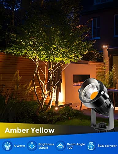 Улични led поддържан прожектори JandCase с конектор [2], Хирургична лампа с мощност 5 Вата на двора, Жълта лампа от насекоми IP65, Водонепроницаемое пейзаж осветление на КОЧАН с кабел 1,5 м и американската вилица 3,