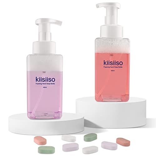 Пенка за измиване на ръцете KIISIISO -1 Пенящийся опаковка за измиване на ръцете + 10 хапчета за попълване, Компостируемая опаковка, Екологично чисти почистващи препарати без ароматизатори, само на 80 течни унции (получава