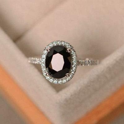 (Черно), Стилна и прекрасна лилава и зелена годежен пръстен със син топаз, подарък от сребро 925 проба (8)