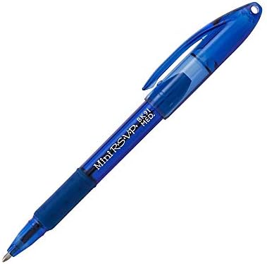 Мини химикалка писалка RSVP, Средната линия (1,0 mm), Различни мастила (A / B/C/ D/F/P/S/V) с о-пръстен за ключове, 8-Pk (BK91MNBP8M)