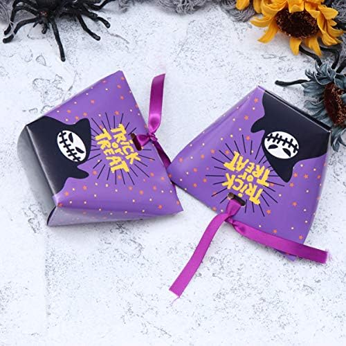 NUOBESTY 100шт Кутия шоколадови Бонбони на Хелоуин, Подаръчни пакети с Духове, Красиви Кутии за Бисквити, Кутии за Подаръци За Хелоуин, Подаръчни кутии за Предложения, Аксесоари за Партита за Хелоуин (Лилаво)