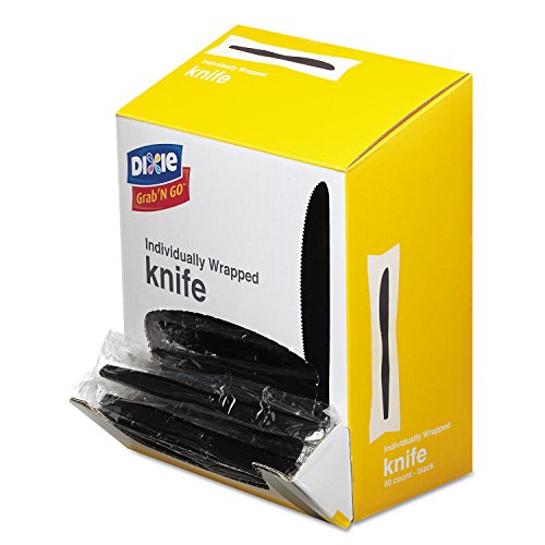 Черен пластмасов нож Dixie в индивидуална опаковка 7-инчов средно тегло от GP PRO (Джорджия-Тихоокеанския регион); KM5W540; (90 ножове в кутия; 6 кутии в калъф)