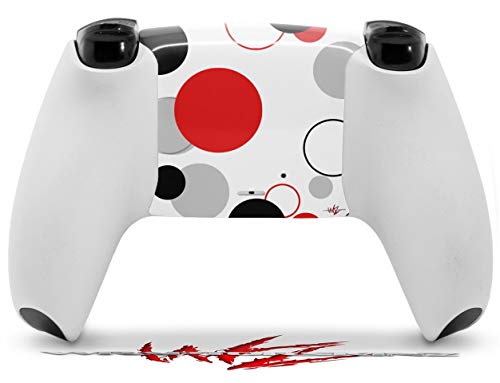 Апликация на кожата WraptorSkinz е съвместимо с контролер на Sony PS5 DualSense Множеството от точки на червен цвят на бяло (контролер В комплекта не са включени)