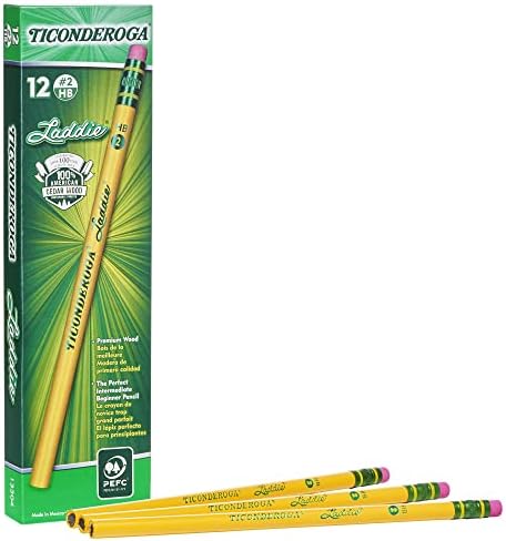 Моливи Dixon® Ticonderoga® Laddie Elementary, с гумичка, опаковки от 12 моливи