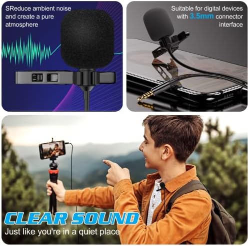 Петличный микрофон с ревери професионален клас за Realme Q2i, съвместим с мобилен телефон iPhone или камера За блогове, видеоблогов, запис на видео във формат ASMR, Малък мик?