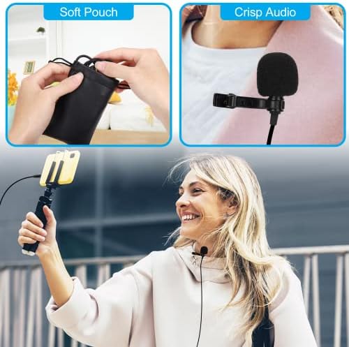 Петличный микрофон с ревери професионален клас за Huawei MediaPad M3 Lite 10, Съвместими с мобилен телефон iPhone или камера За блогове, видеоблогов, запис ASMR, Малък микрофон за ризи с лесно монтиране