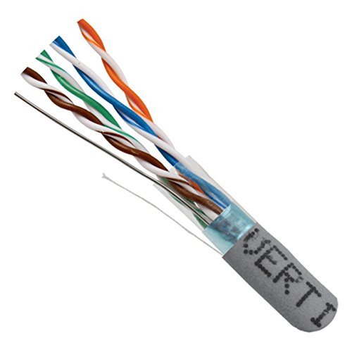 Вертикален кабел Cat5e, 350 Mhz, Екраниран, 24AWG, Плътна Баретата Мед, 1000 метра, Съраунд Ethernet кабел, Сив