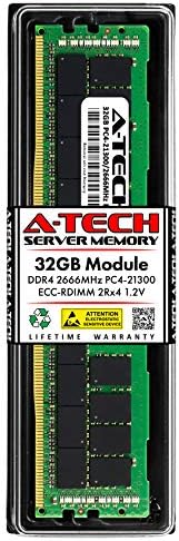 A-Tech 32 GB оперативна памет за Dell Precision Workstation 7820 Tower - DDR4 2666 Mhz PC4-21300 ECC, регистриран RDIMM 2Rx4 1.2 V - Модул за обновяване на един сървър (замяна за A9781929)