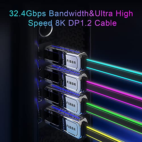 Кабел FIBBR DP 1.4 с ултра висока скорост 32,4 Gbit/с, кабел Displayport от мъжете на мъжа подкрепя 8K @ 60Hz, 4K @ 144H, 2K @ 165 Hz, съвместим с преносим КОМПЮТЪР-телевизор (4,92 метра / 1.5 м).