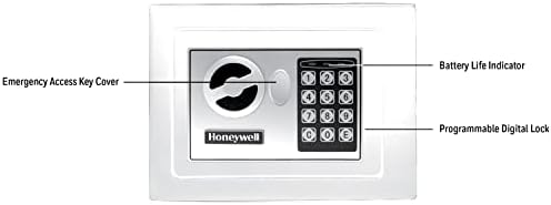 Сейфове и брави Honeywell 5005 Стомана, сейф с цифрово заключване, обем 0,17 кубически фута, бял