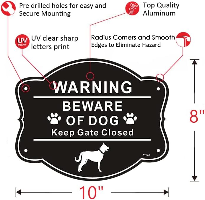 2 Опаковане на Знаци Пази се от кучето, за ограда, 10x8 см, без ръжда.040 Алуминий Метален Знак на Двора, Устойчиви на избледняване, защитен от uv, Атмосферостойкий Предупредителен Знак на Кучето за врата или порта