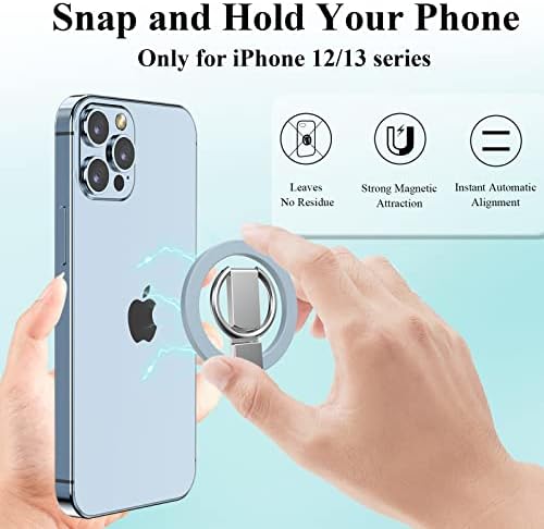 LDSXAY Универсален пръстен MagSafe 2 бр. + Магнитен държач за пръстени, Магнитна писалка за телефон за аксесоари MagSafe, Регулираща се на 360 ° Стойка за iPhone 13 12 Pro Max /Pro/Mini - Sierra Blue