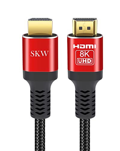 Кабел SKW 8K HDMI 2.1 дължина 6,6 фута, 48 gbps, ultra-висока скорост плетеного кабел HDMI, поддържа 8K при 60 Hz, 4K при 120 Hz 144 Hz, DTS: X, HDCP 2.2 и 2.3, eARC, HDR 10, съвместими с телевизор, Xbox PS4, монитор