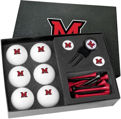 Golfballs.com Класически подаръчен комплект Redhawks от Маями (щата Охайо) половин Дузина с инструмент за Разцепване на Празни топки