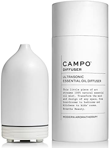 Campo - Ултразвукова Керамични Дифузер за етерични Масла | Естествен, Нетоксичен за Красота (Бял)