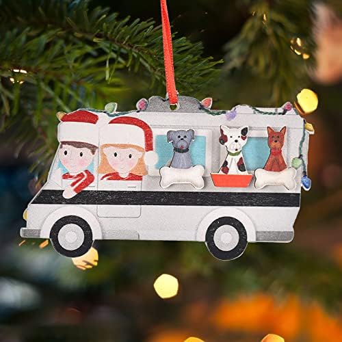 Украса на Коледната Елха Дървен Медальон Креативна Скъпа Семейна Котка Куче САМ Автобус Висулка Автомобилни Украса на Интериора